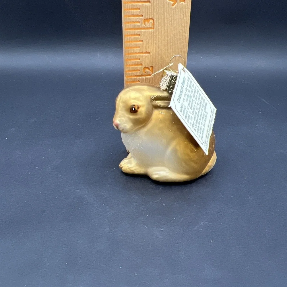 Vintage 2005 Old World Christmas Glass Ornament, Tan Cottontail Bunny
